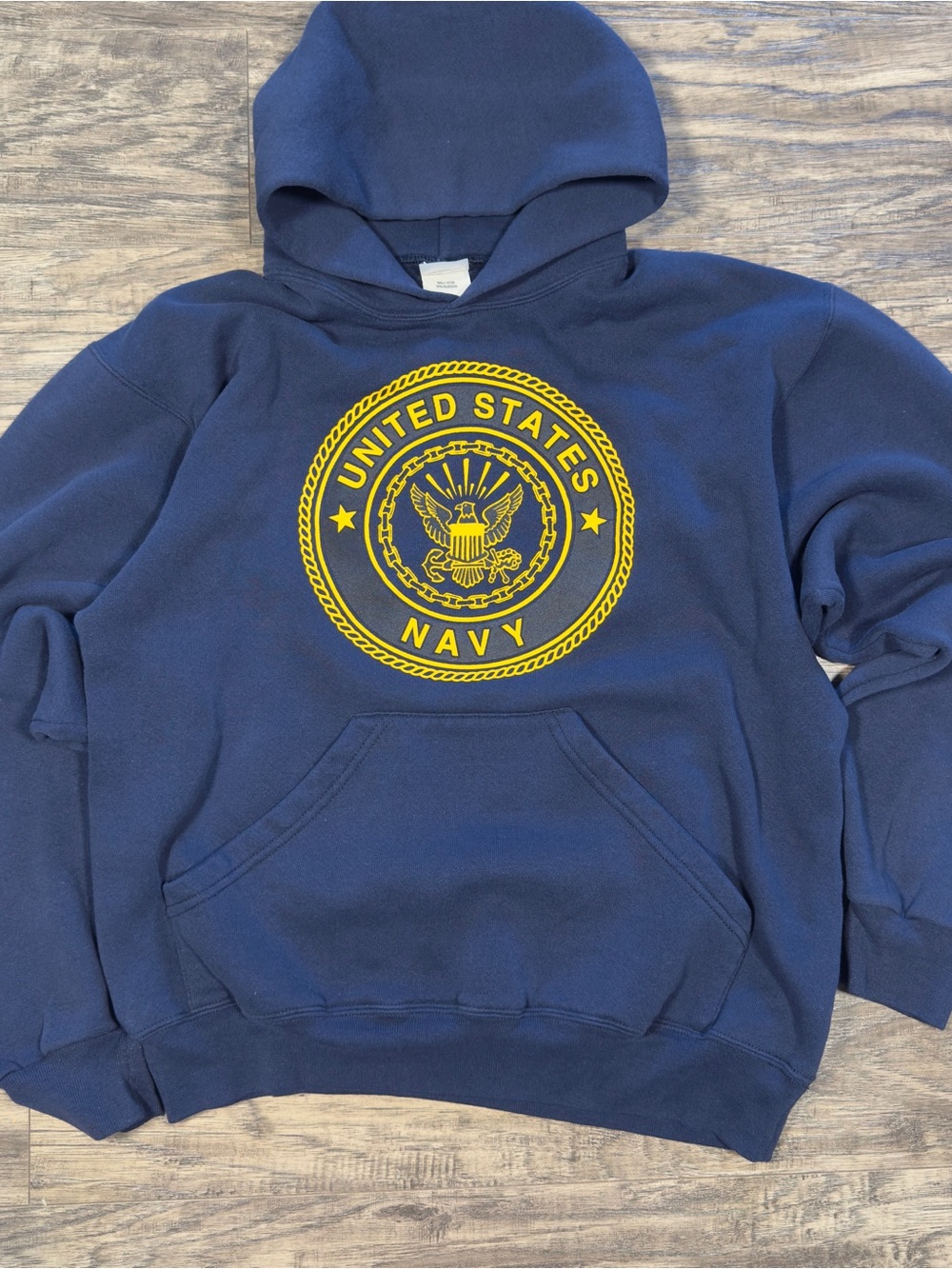 Vintage 1990s Made in USA Soffe US Navy Hoodie Double Sided Graphic Mens M